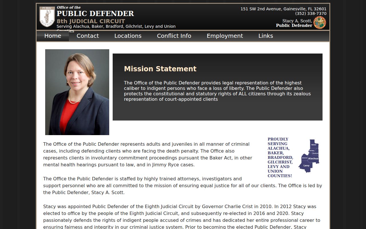 Eighth Judicial Circuit Public Defender official site serving Baker County