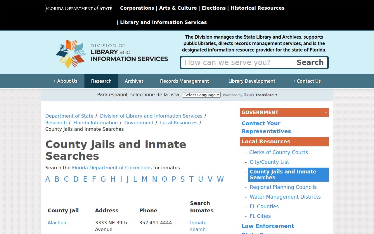 Official Florida county jail directory used to locate Baker County inmate information