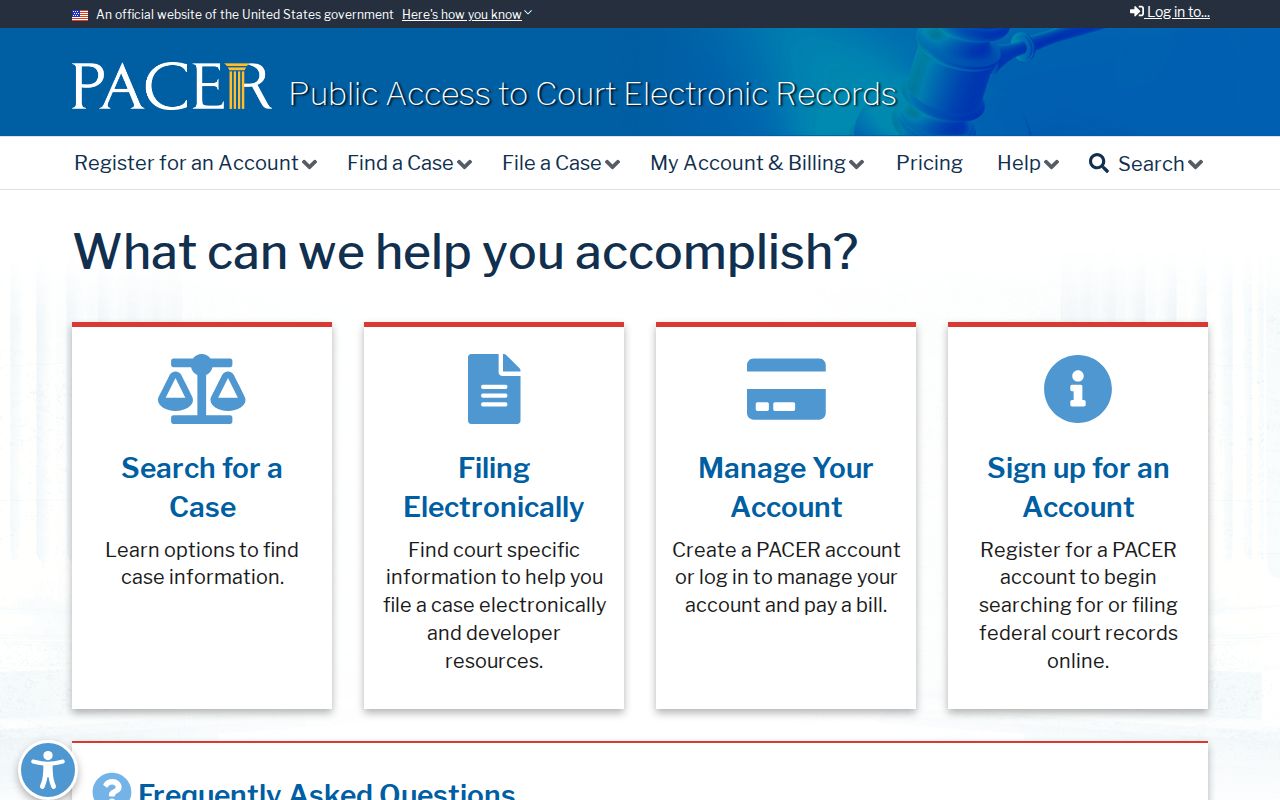 PACER federal court case search for cases connected with Baker County Florida
